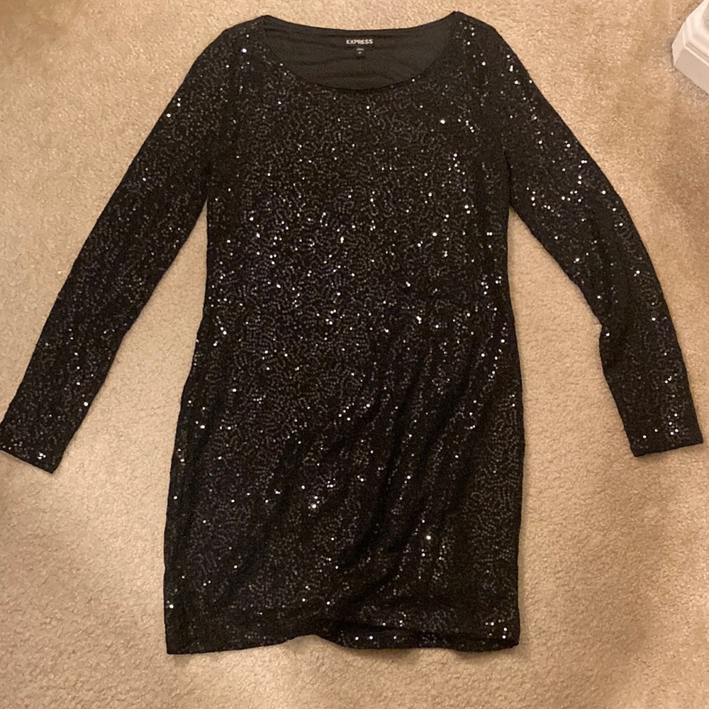 Express Black Sequin Dress